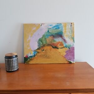 Original Acrylic Painting Intuitive Abstract Canvas Teal, Pink & Purple 16x20